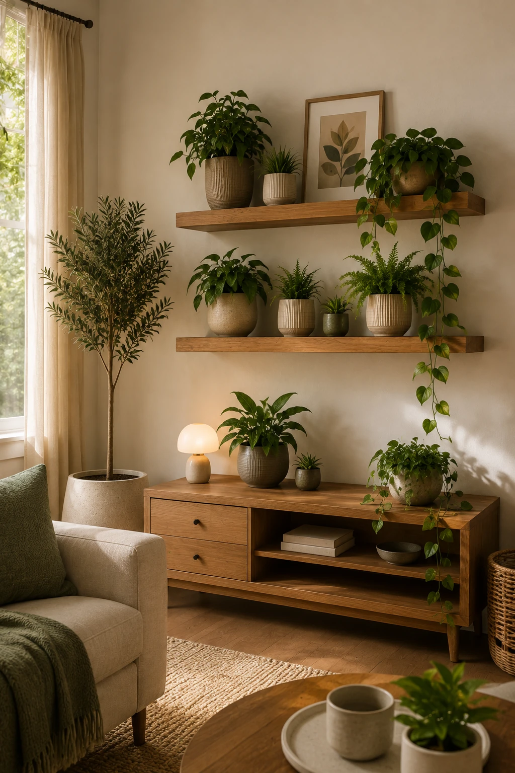 Floating Shelf Plant Wall