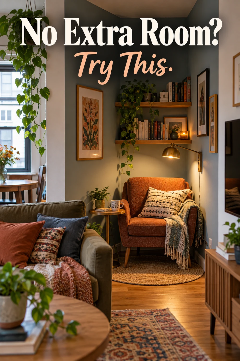 Small-space reading nook idea when there is no extra room
