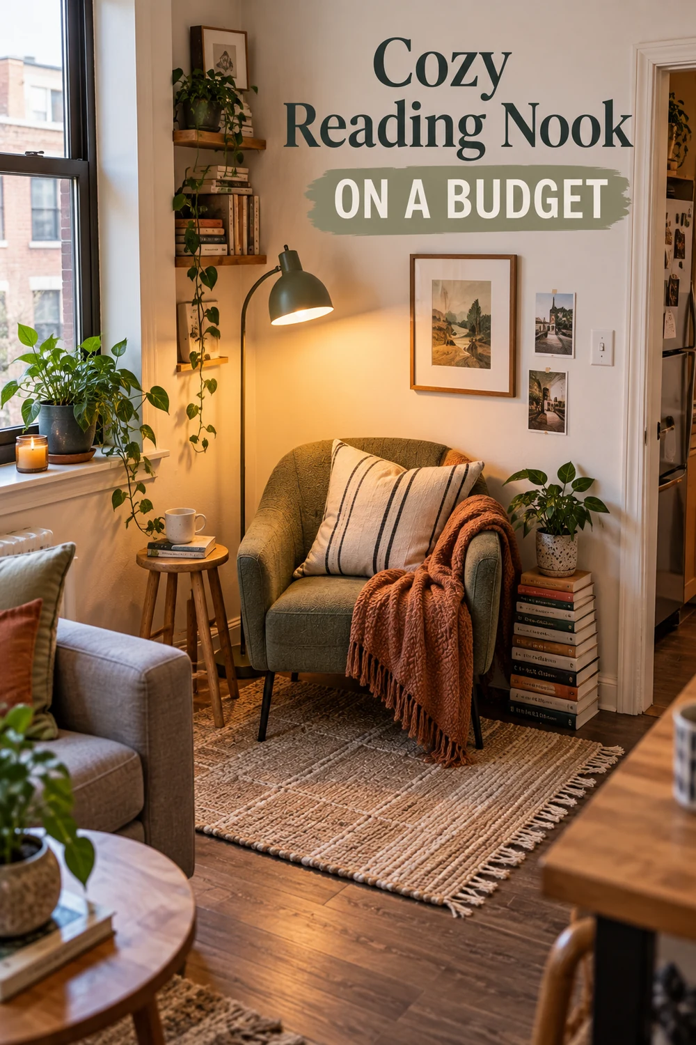 Cozy reading nook on a budget in a small apartment